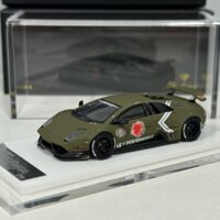 Onemodel 1/64 Lamborghini LP670 Mô hình xe ô tô bằng nhựa sửa đổi thân rộng, đồ chơi xe diecast, quà sinh nhật sưu tầm, màu xanh quân đội