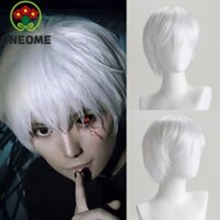 Oneome Kaneki Ken Cosplay Tóc Giả, Bạc Trắng Tổng Hợp Tóc Anime Tokyo Ghoul, Chịu Nhiệt Tiệc Halloween Lớp Ngắn Thẳng Tóc Giả