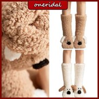 Oneri Lông Dép Tất Cho Nữ Chống Trơn Trượt Fuzzy Dày Dép Tất Mùa Đông Giữ Nhiệt Dễ Thương 3D Tai Chó Giường Ngủ