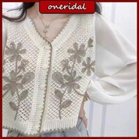 Oneri Thêu Hoa Cho Áo Khoác Nút Xuống Cổ Chữ V Móc Rời Lưới Áo Cho Wo