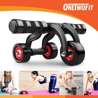 OneTwoFit 4-Wheel Triangular AB Roller with Knee Mat and Floor Stopper OT106. Bánh xe tập cơ bụng 4 bánh hiệu OneTwoFit