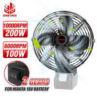 Onevan 200W 10000RPM Gió Mạnh Không Dây Quạt Kim Loại Mini Di Động Cho Công Sở Tại Nhà Cắm Trại Ngoài Trời Cho Makita 18V Pin
