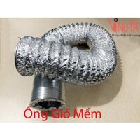 Ống bạc mềm, ống dẫn gió, khói, mùi kích thước d100 mm, d125mm, phi 150mm màu bạc, mềm, kéo dài 8 mét