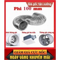 Ống bạc thông gió mềm thông hơi dẫn khói nóng - D100, D150, D200, D250 D300,D350,D400 (1 ống dài 8m)