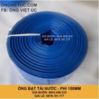 Ống bạt bơm tải nước Việt Úc Phi 150mm - Cuộn 50m - bạt cốt dù - bạt xanh - hàng chính hãng AHT