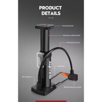 Ống bơm xe đạp hoặc xe máy gấp gọn với sức bơm lên đếnn 140PSI dễ dàng bỏ trong xe của bạn