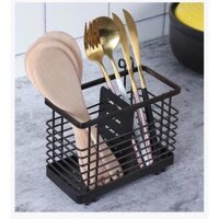 Ống cắm đũa 2 ngăn sơn tĩnh điện màu đen cao cấp bền đẹp - Inox,Ống đũa inox