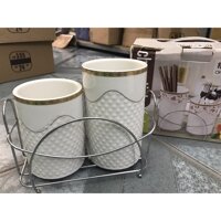 ỐNG CẮM ĐŨA BẰNG SỨ   GIAO NGẪU NHIÊN  - VD63 - Ống Đũa 2 Ngăn