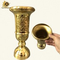 Ống Cắm Nhang Cắm Hương Bằng Đồng Cao 25cm, 30cm Hình Chiếc Ly Màu Vàng Sáng Bóng Đồ Đồng Đại Bái