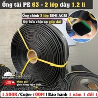 Ống dây tưới xẹp chính dẫn nước, bơm nước 60 – 63 Dây dẫn tưới PE , Ống 2 lớp dày 1.2 li PE mềm dẫn nước, ống tải nước cuộn 100 mét