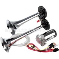 Ống đôi Hợp kim kẽm Máy bơm không khí Air Horn với máy nén khí Máy thổi còi xe tải 150DB Nhà máy có sẵn