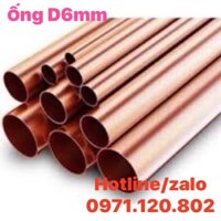 Ống đồng phi 6 cỡ thẳng dài 3m (cắt dài 1m bằng 3 thanh)