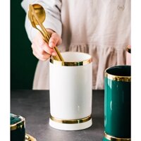 ỐNG ĐŨA 1 | HŨ SỨ CẮM ĐŨA ĐƠN HOME LUXURY CÓ LỖ THOÁT NƯỚC | Hũ sứ đựng đũa thìa size to có khay