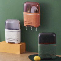 Ống Đũa, Hộp Đựng Đũa Thìa Có Nắp Đậy 3 ngăn Chống Côn Trùng, Dán Tường, Treo Tường Chắc Chắn