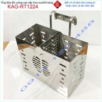 Ống đũa vuông SUS304 Nhật KAG-RT1224, Ống đựng đũa đôi inox dập khuôn cao cấp thiết kế đẹp sang trọng tinh tế từng chi t