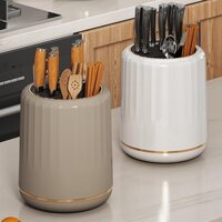 Ống đựng dao kéo nhà bếp kèm khay hứng nước vệ sinh hộp đựng dao kéo xoay 360 độ bằng nhựa ABS cao cấp