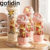 Ống đựng đồ chơi sang trọng GOFIDIN, Hộp đựng búp bê bằng nhựa trong suốt, Thùng đựng đồ chơi trẻ em chống ẩm dễ thương