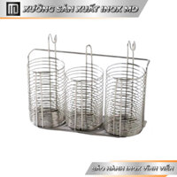 Ống đựng đũa 3 inox 304 MD MINH DUYEN STAINLESS STEEL thiết kế 3 ngăn hình trụ có sẵn móc treo sử dụng tiện lợi