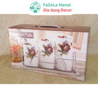 Ống đựng đũa 3 khay Inox | ỐNG ĐŨA 3 SỨ CÓ LỖ nước thải CAO CẤP