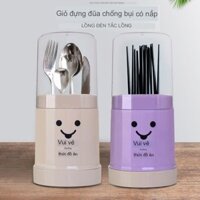 Ống Đựng Đũa Chống Bụi Có Nắp/Giỏ Đựng Đũa Nhựa Có Thể Tháo Rời/Lồng Đựng Đũa Nhà Bếp Gia Dụng/Giá Đựng Đũa Thoát Nước