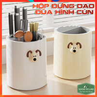 Ống Đựng Đũa Giá Cắm Dao Kệ Gài Thìa Hình Cún Cưng Xoay 360 Độ Có Khay Hứng Nước Tiện Dụng,Chất Liệu Nhựa PP Cao Cấp