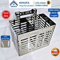 Ống Đựng Muỗng Đũa 2 Ngăn Inox 304  Cao Cấp KĐV-20