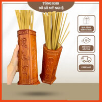 Ống đựng nhang gỗ hương Phúc Lộc Thọ gỗ hương cao 28cm (Mộc Tín)