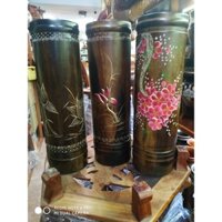 Ống Đựng Nhang Gỗ Khắc Nổi Hoa Sen