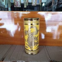 Ống đựng nhang sứ 3D màu vàng cao 21cm