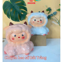Ống đựng tiền Bát Tràng-Lợn Đất-heo sứ cừu 2 sừng cute cho bé yêu, Ống tiết kiệm Vua_decor