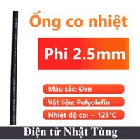 Ống gen co nhiệt phi 2.5mm màu Đen, Dây gen co nhiệt – 1 mét
