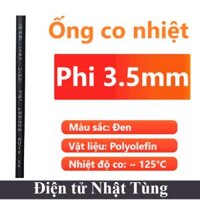 Ống gen co nhiệt phi 3.5mm màu Đen, Dây gen co nhiệt – 1 mét