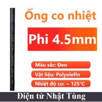 Ống gen co nhiệt phi 4.5mm màu Đen, Dây gen co nhiệt – 1 mét