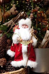 Ông già Noel mặc áo choàng đỏ và mũ lông Nga 40cm