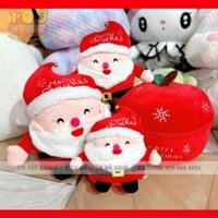 Ông già Noel nhồi bông nón thêu TC Đỏ S1 - 25cm  NOEL-SANTA25CM