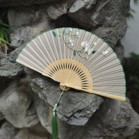 Ông Già Tô Châu Quạt Thêu Gấp Quạt Cổ Phong Cách Cổ Điển Gấp Quạt Su Thêu Hai Mặt Thêu Sườn Xám