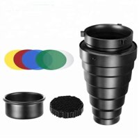 Ống Gom Sáng Snoot, Ống Tụ Sáng Cho Đèn Ngàm Bowen Đủ 5 Gel Màu Và Tổ Ong Chính Hãng