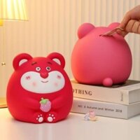 Ống Heo Đất Tiết Kiệm Gấu Dâu Hồng Lotso 18cm