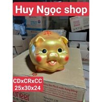 Ống Heo Tiết Kiệm, Thạch Cao, Nhũ Vàng, Heo Đào Tim ngang 25 x dài 30 x cao 24 (cm)
