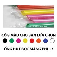 Ống hút bọc màng phi 12, hút được trân châu và toping thùng 5kg (cả bao bì)