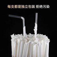 Ống hút cấp thực phẩm dùng một lần Bao bì giấy độc lập có thể uốn cong trong suốt Trắng đen Mang thai Nhiệt độ cao Phong cách dài