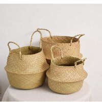 Ống Hút Chậu Hoa Lớn Trang Trí Chậu Hoa Dệt Giỏ Hoa / Giỏ Rơm Có Thể Gập Lại Giặt Bảo Quản Hamper Dệt Đứng Treo Chậu