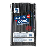 Ống hút cong đen Phi 8  x 24 80 ống/ bịch, 50 bịch/kiện