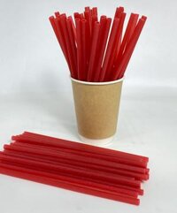 Ống hút gạo phi 6 x 200mm, 210mm, 250mm uống trà sữa, cafe, sinh tố nhiều màu sắc - có thể ăn được - Túi 50 ống - Đỏ 6.5x210mm