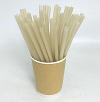 Ống hút gạo phi 6 x 200mm, 210mm, 250mm uống trà sữa, cafe, sinh tố nhiều màu sắc - có thể ăn được - Túi 50 ống - Trắng 6.5x210mm