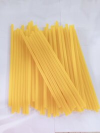 Ống hút gạo phi 6 x 200mm, 210mm, 250mm uống trà sữa, cafe, sinh tố nhiều màu sắc - có thể ăn được - Túi 50 ống - Vàng 6.5x250mm