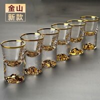 Ống Hút Ly Rượu Jinshan, Cao Cấp Pha Lê Viên Đạn Cốc Sáng Tạo Jinshan Cốc Rượu Cao Cấp Pha Lê Viên Đạn Một Cốc Nhỏ Rượu Thủy Tinh Vàng Lá Rượu Bộ Đựng Rượu Hộ Gia Đình 08.3111
