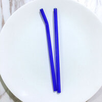 Ống Hút Thủy Tinh Lẻ ThẳngCong - Nhiều Màu - 20cm x 0.8cm - Thẳng - Xanh Tím Đậm