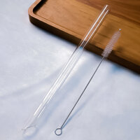 Ống Hút Thủy Tinh Loại Lớn Hút Trân Châu Kèm Cọ Rửa - Đường Kính 14mm, Dài 22 - 25cm - Dài 25cm - Ống đầu Nhọn