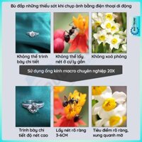 Ống kính macro 10x, 20x 52mm dành cho điện thoại, chuyên chụp trang sức, thẩm mỹ siêu đẹp - 202